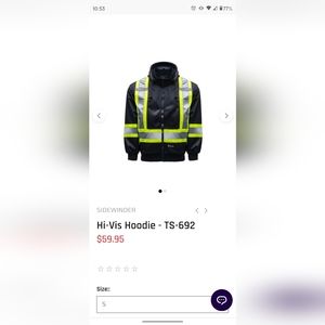 Hi Vis Heavy Hoodie by Sidewinder Mens S